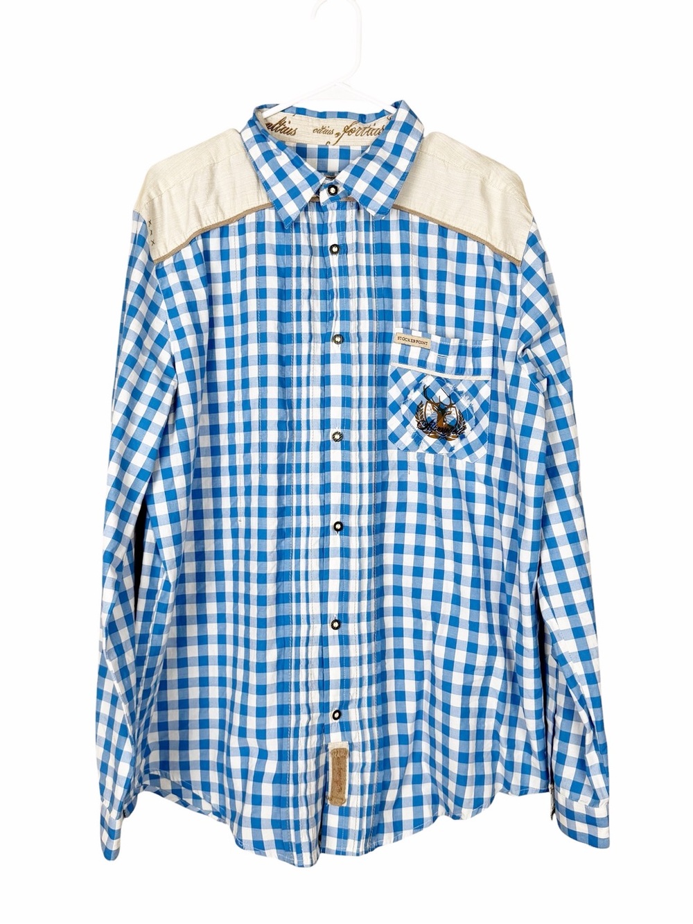 Stockerpoint Button Down Men’s Size XXL Blue Check German Western Shirt Rodeo